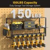 Angel Sar Power Tool Organizer Wall Mount, Heavy Duty Metal Storage Rack with Charging Station, Drill Holder and Battery Shelves for Garage Workshop - 2 of 4