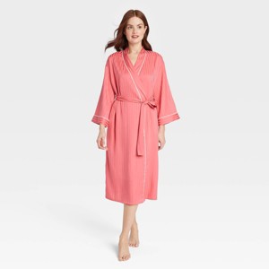 Women's Luxury Collection Shadow Striped Long Satin Robe - Auden™ - 1 of 3