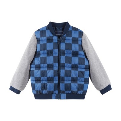 Andy & Evan  Toddler  Blue Checker French Terry Sleeve Bomber