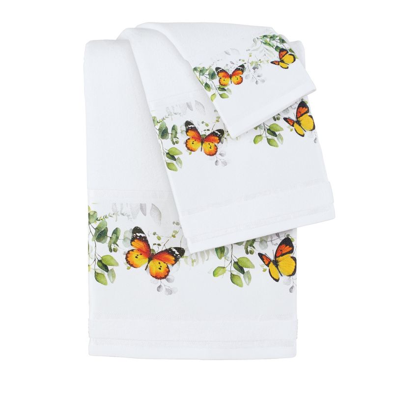 Collections Etc Beautiful Botanical Butterfly 3-Piece Bath Towel Set, 1 of 4