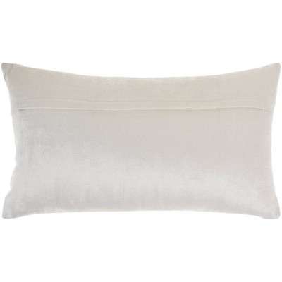 Ivory Beaded Striped Cotton Blend Lumbar Pillow