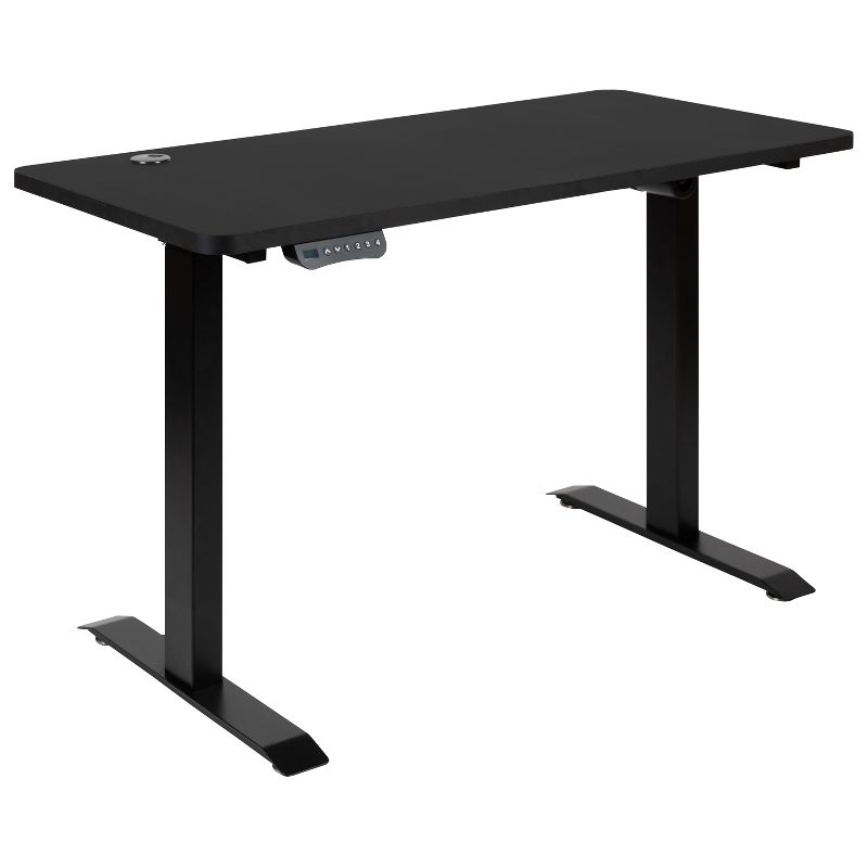 Flash Furniture 48" Wide Black Electric Height Adjustable Standing Desk with Black Mesh Multifunction Executive Swivel Ergonomic Office Chair, 5 of 15