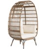 Egg Chair, Wicker Egg Chair with Plush Cushion, Steel Frame and Metal Base, Lounge Chair for Indoor & Outdoor Patio, Living Room, and Backyard - 3 of 4