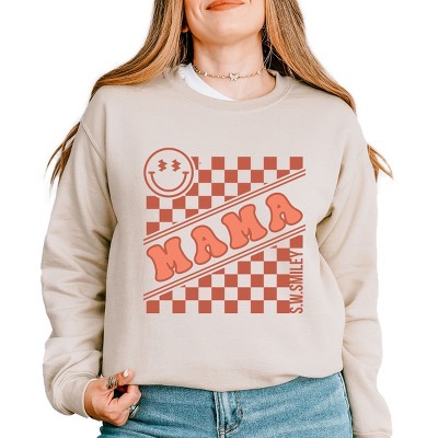 Simply Sage Market S.W.Smiley Mama Checkerboard Smiley Face Sweatshirt