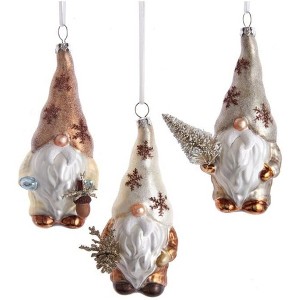 Kurt Adler Glass Ornaments for Christmas Tree, Rustic Glam Gnomes, Assorted (Pack of 3) - 1 of 1