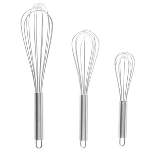 Wire Whisk Set- 3 Piece Stainless Steel Kitchen Utensils Hand Mixers for Whipping Cream Mixing Dough Beating Eggs by Classic Cuisine (3 Sizes)