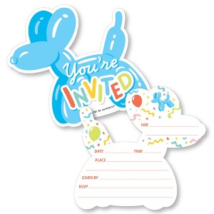 Big Dot of Happiness Balloon Animals - Shaped Fill-In Invitations - Happy Birthday Party Invitation Cards with Envelopes - Set of 12 - 1 of 4