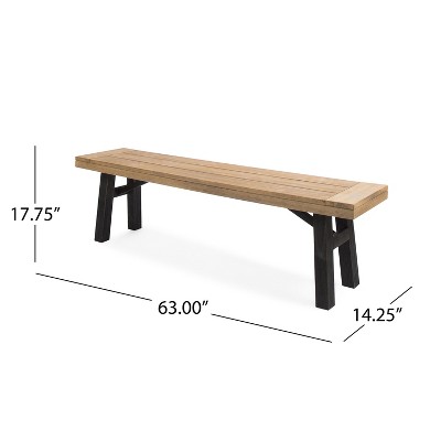 Betteravia Outdoor Acacia Wood Dining Bench with Brushed Mahogany Legs