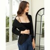 YesFashion Womens Classic 3/4 Sleeve Blazer Draped Open Front Jackets Lapel Work Office Cropped Blazer - 4 of 4