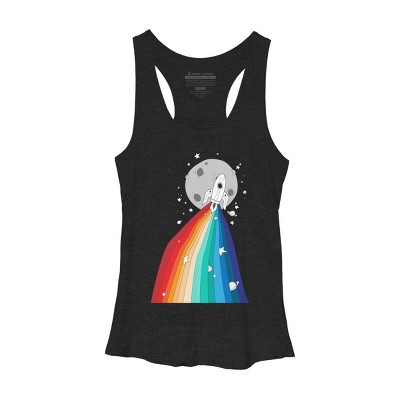 Adult Design By Humans Rainbow Pride Rocket to the Moon By noeldelmar Racerback Tank Top