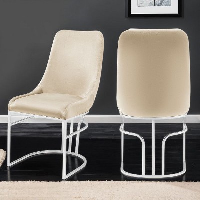 CAVINAS Velvet Bar Stools with Unique Metal Base, Ergonomic Design, Soft Smooth Seat, Set of 2, for Dining Room, Living Room
