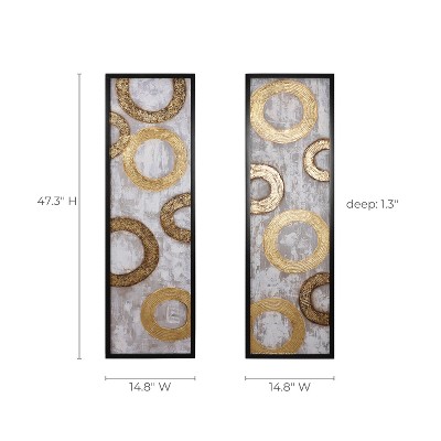 LuxenHome 2-Piece Gold and Brown Metal Abstract Wall Decor Set