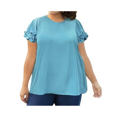 Women's Short Sleeve Ruffle Blouse - Plus Size - On The Plus Side