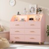 Modern 6 Drawer Dresser, Black Chest of Drawer with Led Light Strip, Charging Station, Open Shelf, Metal Legs, Large Wooden Dresser Cabinet - 2 of 4