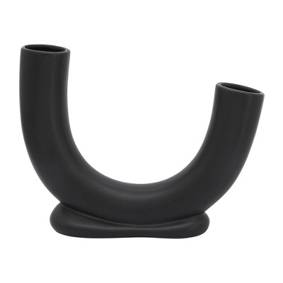 Sagebrook Home Ceramic U-Shaped Decorative Vase - Contemporary Abstract Style Vase - Unique Artistic Decor for Home or Office - Modern Event Table Centerpiece