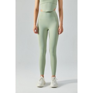 Clotth Yoga Pants - High Waist Tummy Control Yoga Pants, Double-sided Fleece Peach Bum Lifting Running Tight Fitness Pants, Green - 1 of 4