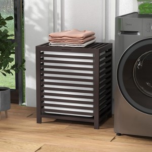 ALEXOUN 11.53 Gallons Bamboo Laundry Hamper with Removable Liner & Lid - Space-Saving for Bedroom, Laundry Room Organization,Apartments - 1 of 4
