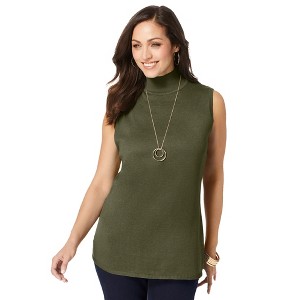 Jessica London Women's Plus Size Fine Gauge Mockneck Sweater - 1 of 4