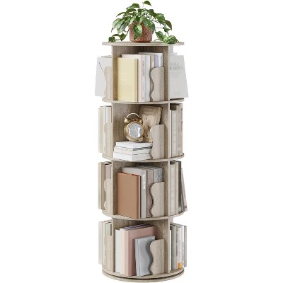 Jojoka 4-Tier Rotating Bookshelf Tower – 360° Spinning Corner Bookcase, Space-Saving Vertical Storage Rack