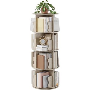 Jojoka 4-Tier Rotating Bookshelf Tower – 360° Spinning Corner Bookcase, Space-Saving Vertical Storage Rack - 1 of 4