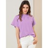 Allegra K Women's Short Sleeve Casual Business Pleated Mock Neck Tops - 3 of 4
