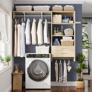Besiost Closet Organizer System with Wood Drawers, Wall-mounted Laundry Room Storage Shelving - 1 of 4