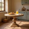 HomeRoots 54" Brown Solid Wood Pedestal Base Round Top Dining Table - 2 of 4