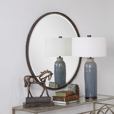 Ada 40" Round Burnished Steel Silver Mirror