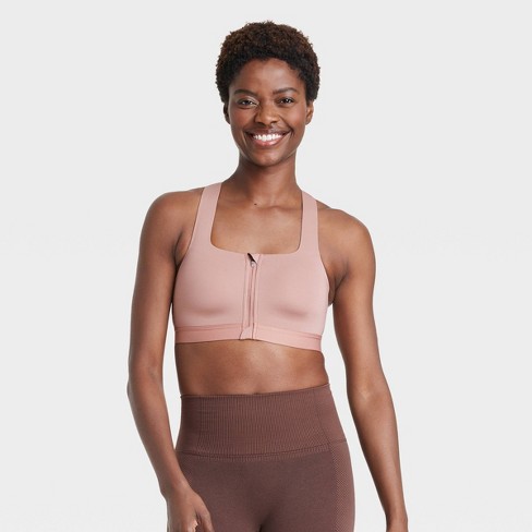 Women's Sculpt High Support Zip-front Sports Bra - All In Motion™ Clay Pink  34d : Target