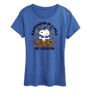 Women's - Peanuts - Happiness Is A Pile Of Leaves Short Sleeve Graphic T-Shirt - 1 of 4