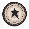 Earth Rugs Round Jute Trivet 10"x10" – Primitive Black Star Design on Natural Braided Fiber - 2 of 3