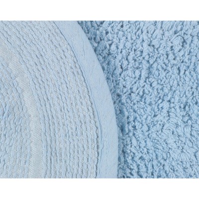 17"x24" Light Blue Cotton Tufted Oval Bath Rug