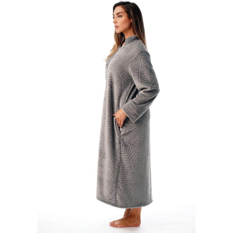 Just Love Womens Plush Zipper Lounger Solid Robe | Long Bathrobe Duster, 2 of 4