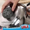 Stainless Steel Wool Scourer -Jumbo Sized- 35 Grams, by LOLA, Curled Flat Wire, Cleans Caked On & Baked On Messes on Cookware, 144 Pack - 4 of 4