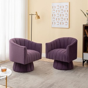 SEYNAR Modern Glam Velvet Upholstered Round 360 Degree Swivel Accent Barrel Chair Set of 2 - 1 of 4