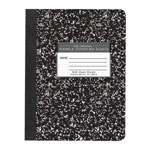 Roaring Spring Paper Products Composition Book, 5x5 Graph, 80 Sheets, 9.75" x 7.5", Black Marble (Pack of 6) - 1 of 1