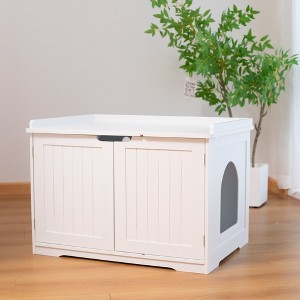 30" Litter Box Shell Hidden Litter Box Furniture Cabinet Wooden Cat Litter Cabinet Indoor Cat Washroom Home Decorative - 1 of 4