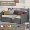 Twin Size Daybed with Storage Drawers, Upholstered Daybed with Charging Station and LED Lights, Twin Size PU Leather Daybed Sofa Bed, Gray - 4 of 4
