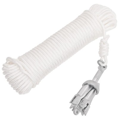 VidaXL Folding Anchor with Rope Silver 1.5 lb Malleable Iron