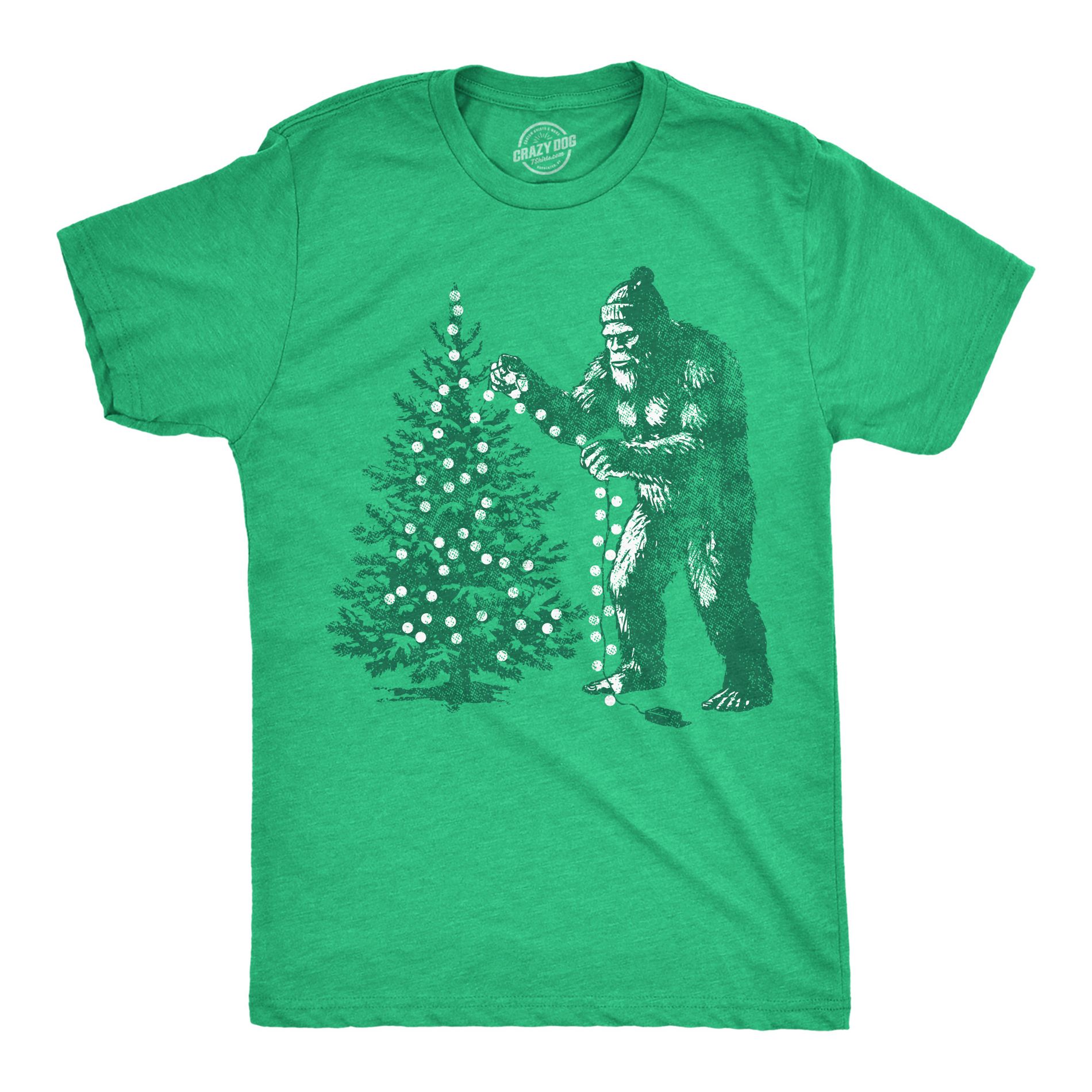 Mens T Shirts Bigfoot Christmas Tree Sasquatch Tee For Men - Crazy Dog Men's T Shirt Gift For Christmas