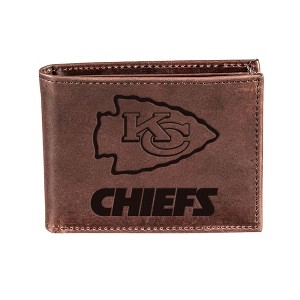 Evergreen NFL Kansas City Chiefs Brown Leather Bifold Wallet Officially Licensed with Gift Box - 1 of 1