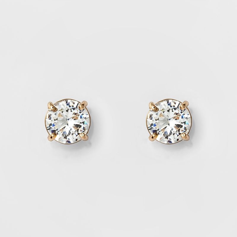Women's Round Crystal Stud Earring - A New Day&#8482;, 1 of 5