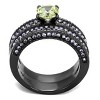Slickblue Women's Interlocking Band Ring, Apple Green CZ, Light Black Finish, Stainless Steel, Sizes 5–10 - 3 of 4