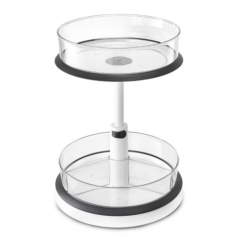 Sorbus 2-Tier Clear Lazy Susan Turntable Organizer - Rotating Spice Rack with Non-Slip Base for Kitchen Cabinet, Pantry, Countertop Storage