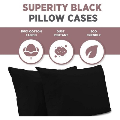 Black Cotton Standard/Queen Hypoallergenic Pillowcase Set
