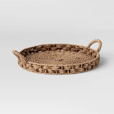 Medium Manmade Rattan with Wrapped Ear Handles Tray Natural - Threshold™ designed with Studio McGee