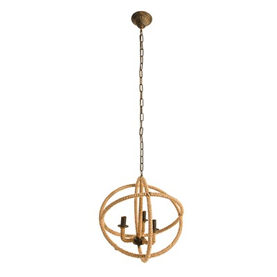 VYNXARIA 3 - Light Farmhouse Rope Globe Ceiling Lights, Hanging Chandelier with Adjustable Chain