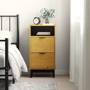 vidaXL Bedside Cabinet FLAM 15.7 in.x13.8 in.x31.5 in. Solid Wood Pine - 1 of 4