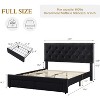 Bed Frame with 2 Storage Drawers, Vintage Velvet Upholstered Bedframe with Wooden Slat Support - 2 of 4