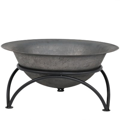 23.5" Dark Gray Cast Iron Wood-Burning Fire Pit Bowl with Stand